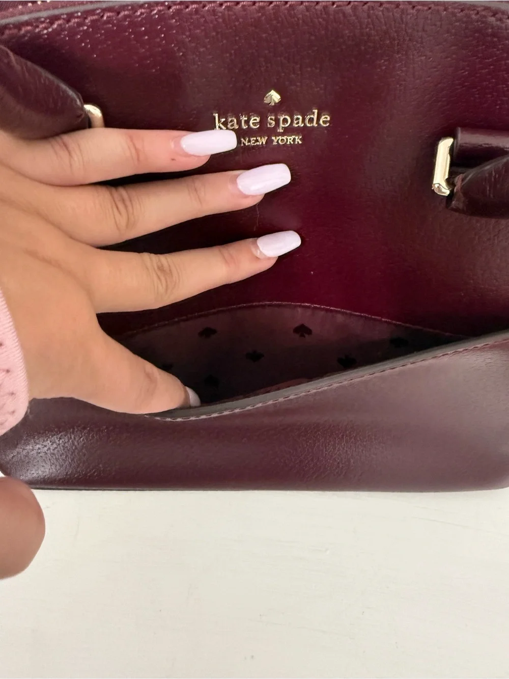 kate spade pebbled leather satchel — plum